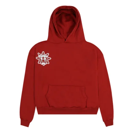 a red hoodie with a white skull on itGlo Gang Sun Font Hoodie (Red)