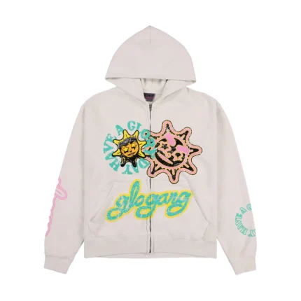 Glo Gang Have A Glory Day Zip Up Hoodie (Cream)