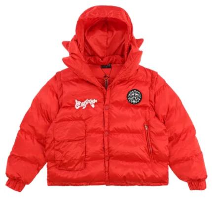 Glocler Flare Collar Puffer Jacket Red